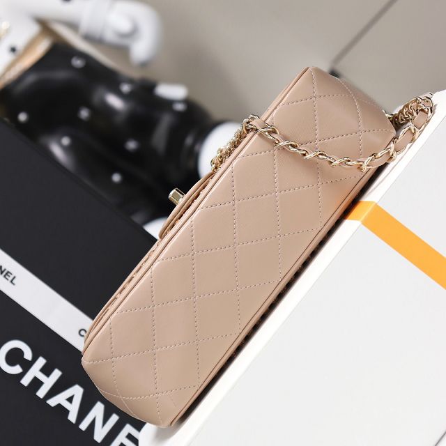 CC original crystal small flap bag AS4962 apricot