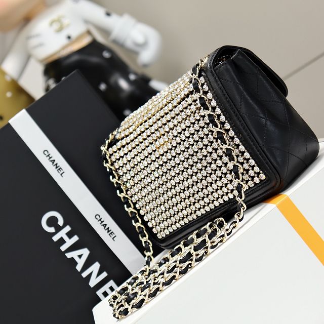 CC original crystal small flap bag AS4962 black