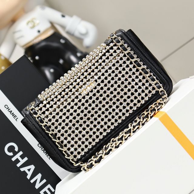 CC original crystal small flap bag AS4962 black