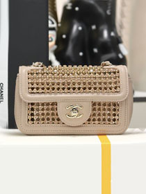 CC original crystal mini flap bag AS4961 apricot
