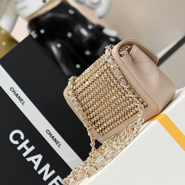 CC original crystal mini flap bag AS4961 apricot