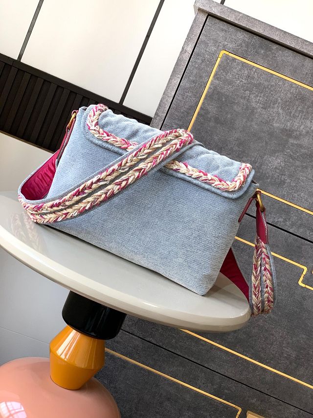 CC original denim large flap bag AS5472 blue