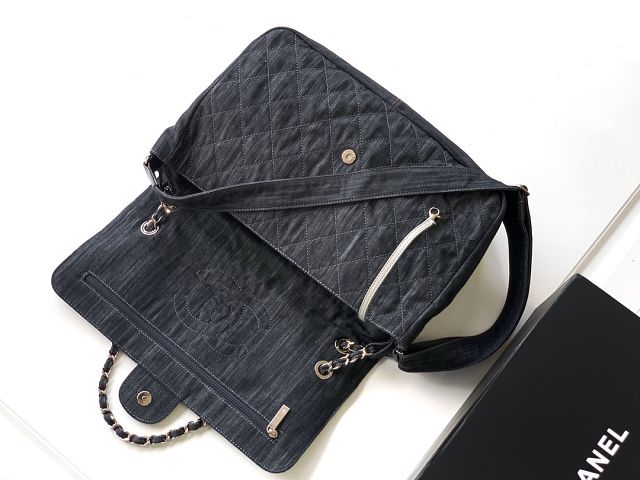 CC original denim maxi flap bag AS3323 black