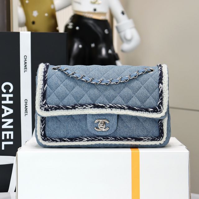CC original denim medium flap bag A01112 blue