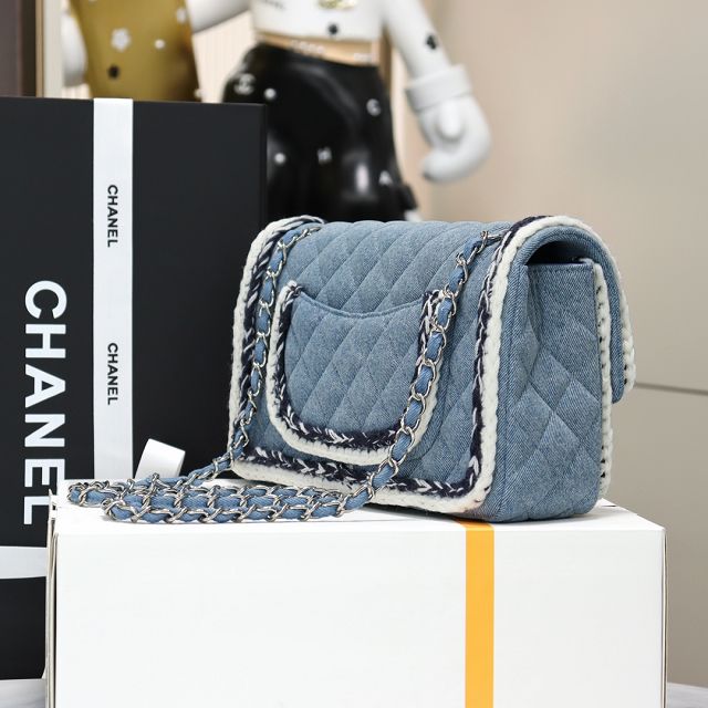 CC original denim medium flap bag A01112 blue