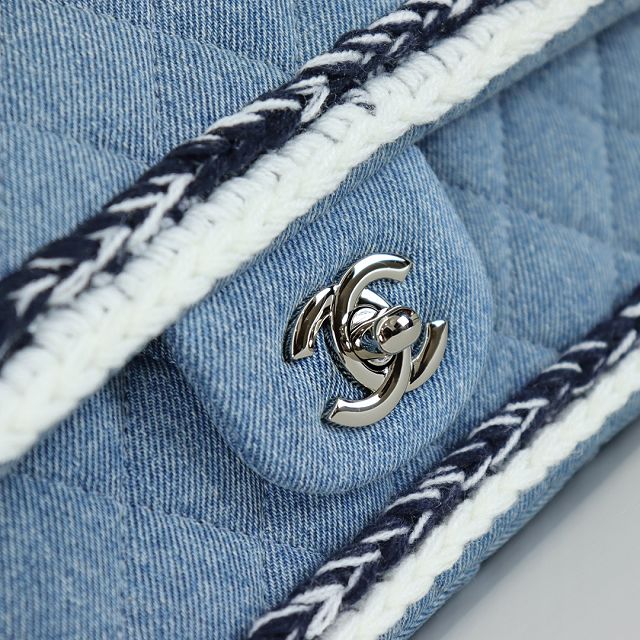 CC original denim medium flap bag A01112 blue