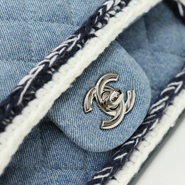 CC original denim mini flap bag A69900 blue