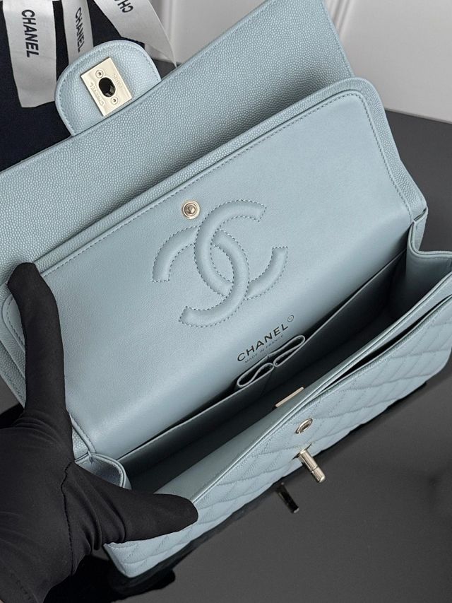 CC original grained calfskin medium flap bag A01112 light blue