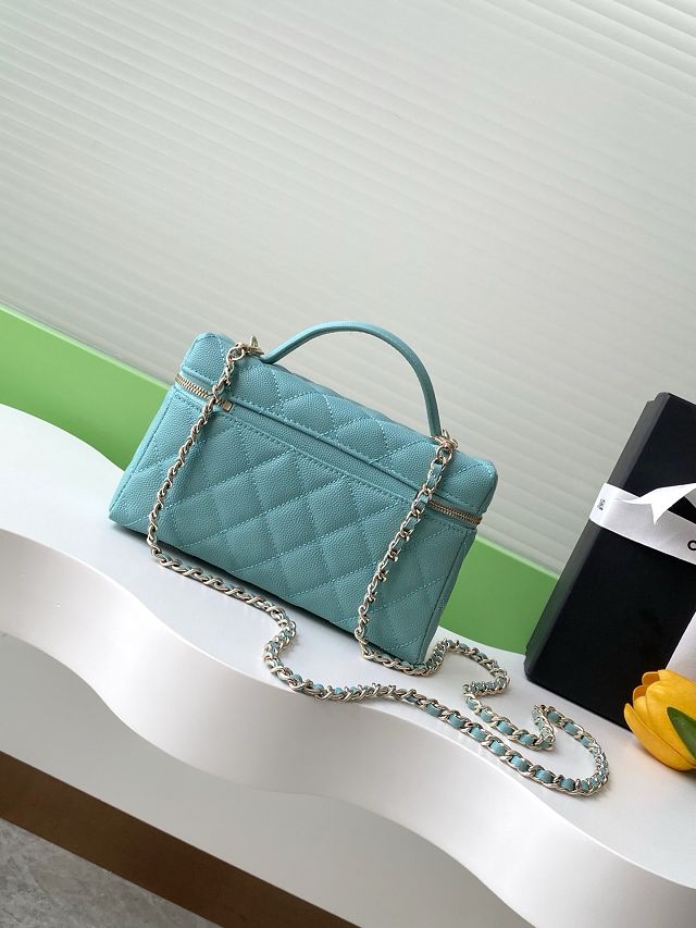 CC original grained calfskin vanity with chain AP4385 blue
