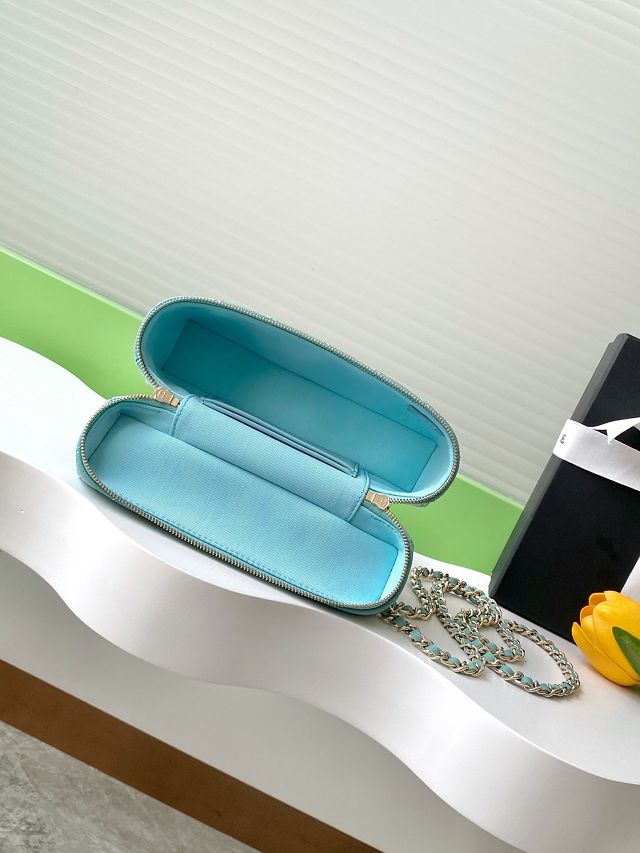 CC original grained calfskin vanity with chain AP4385 blue