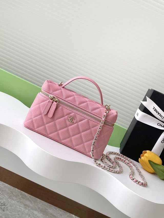 CC original grained calfskin vanity with chain AP4385 pink