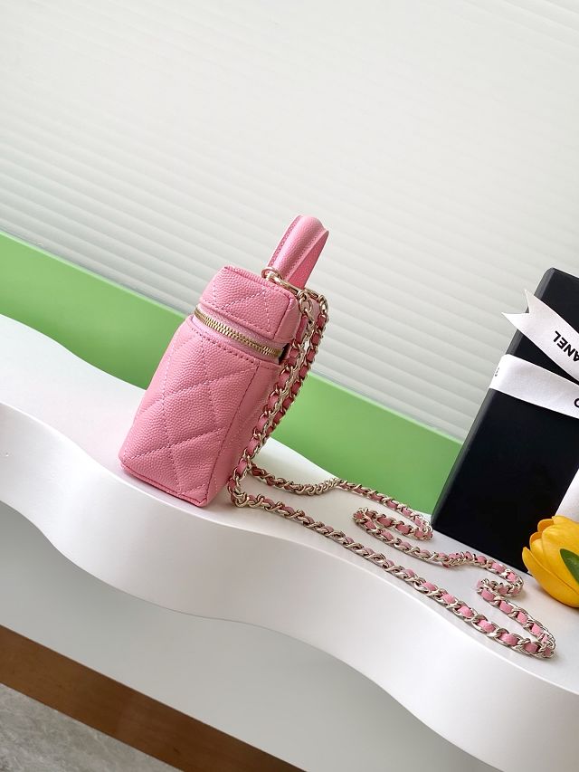 CC original grained calfskin vanity with chain AP4385 pink