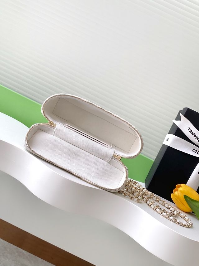 CC original grained calfskin vanity with chain AP4385 white