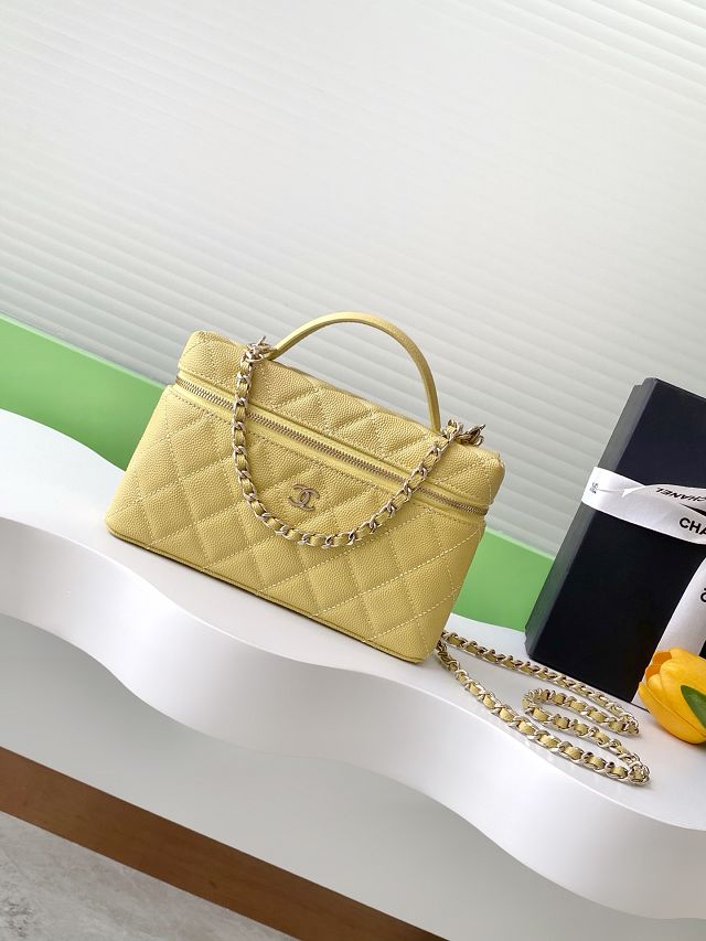 CC original grained calfskin vanity with chain AP4385 yellow