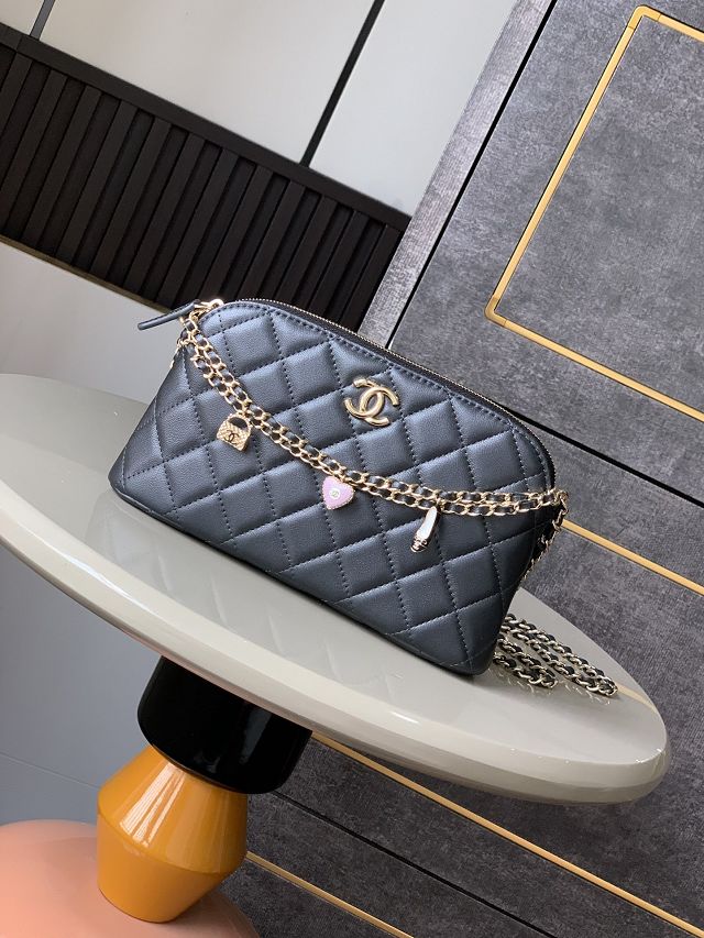 CC original lambskin clutch with chain AP4536 black