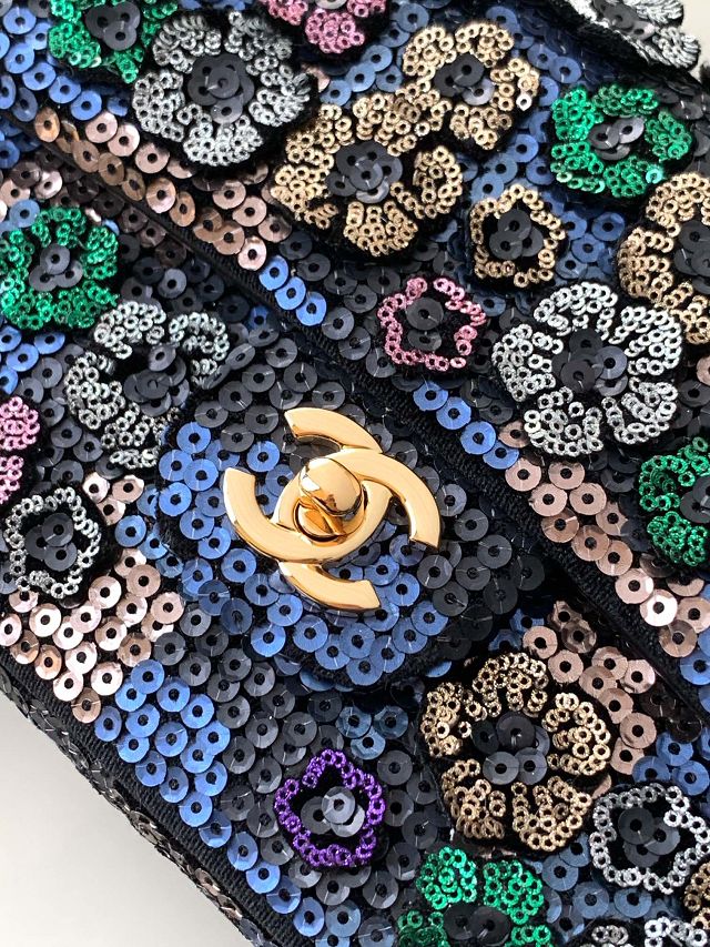 CC original sequins mini flap bag A69900 black