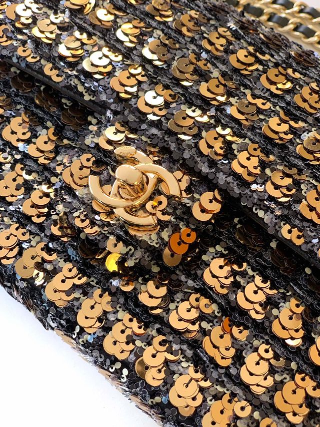 CC original sequins mini flap bag A69900 black