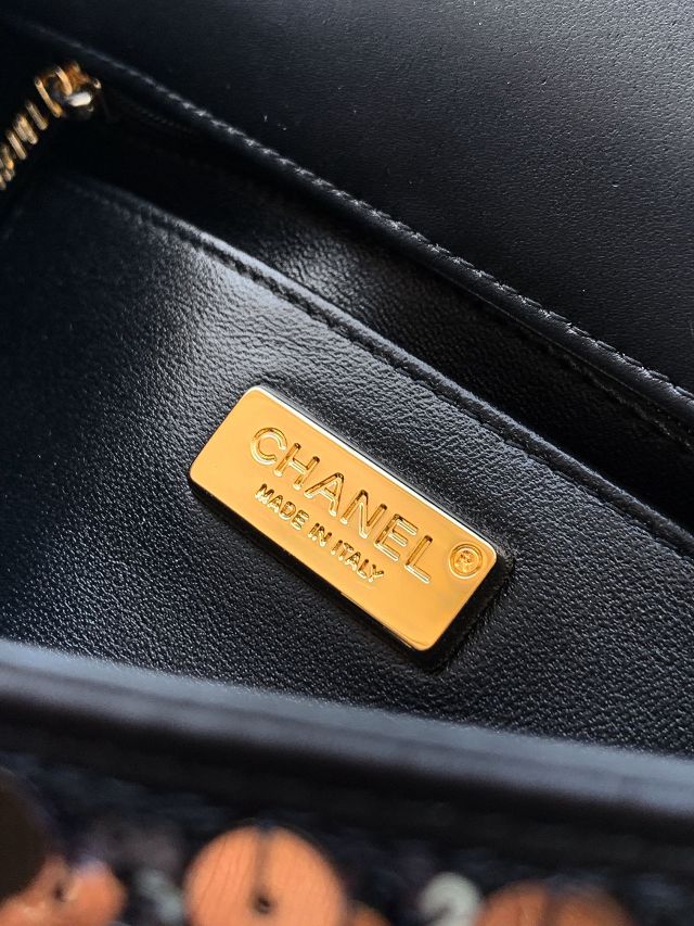CC original sequins mini flap bag A69900 black