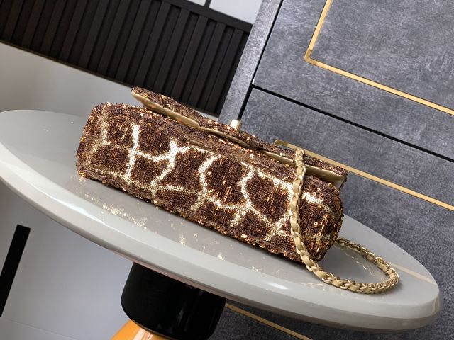 CC original sequins mini flap bag A69900 gold