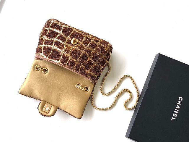 CC original sequins mini flap bag A69900 gold