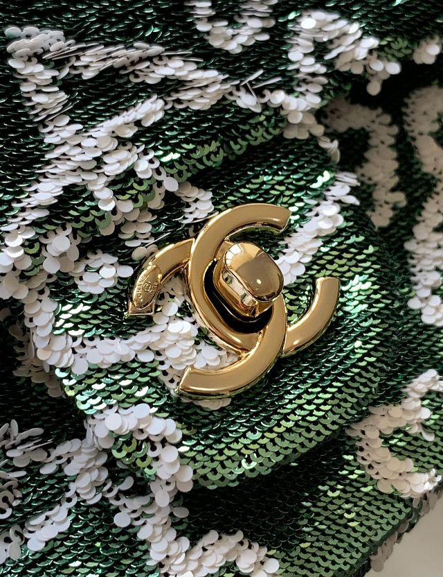 CC original sequins mini flap bag A69900 green