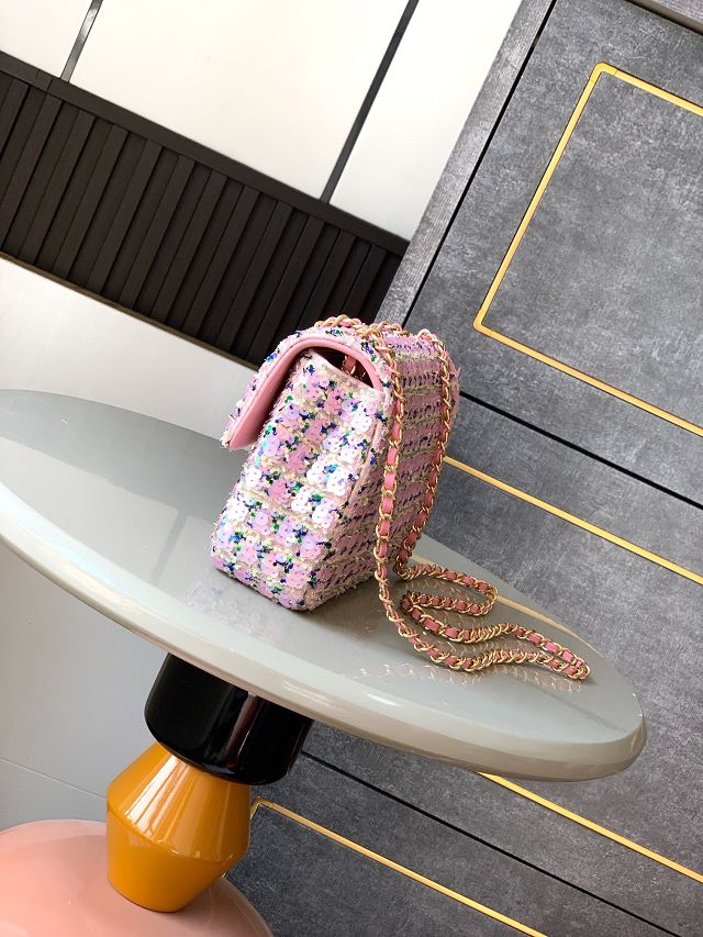 CC original sequins mini flap bag A69900 pink