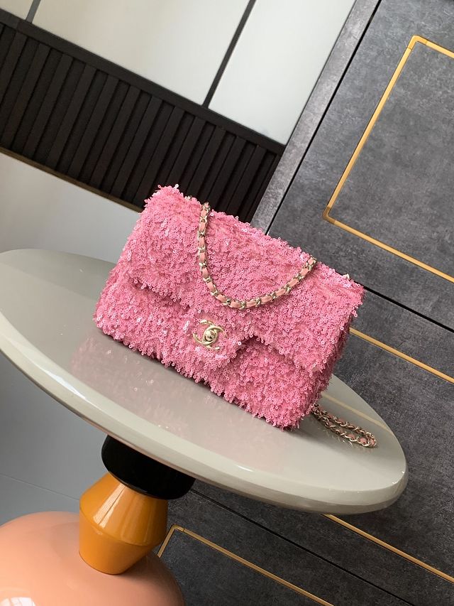 CC original sequins mini flap bag A69900 pink