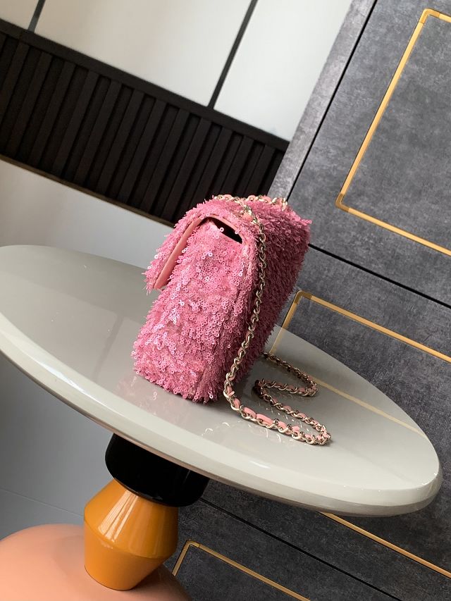 CC original sequins mini flap bag A69900 pink