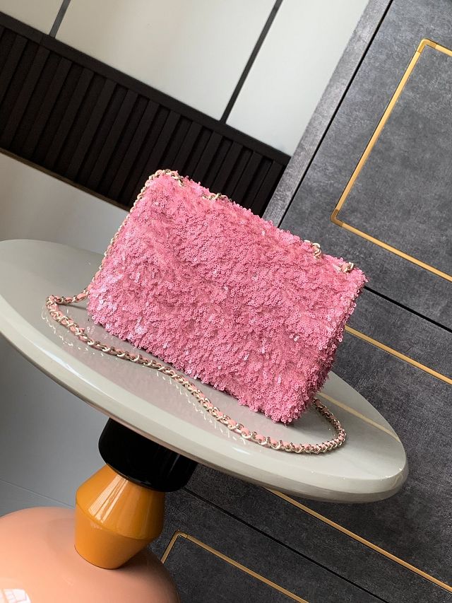 CC original sequins mini flap bag A69900 pink