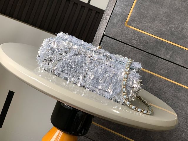 CC original sequins mini flap bag A69900 silver