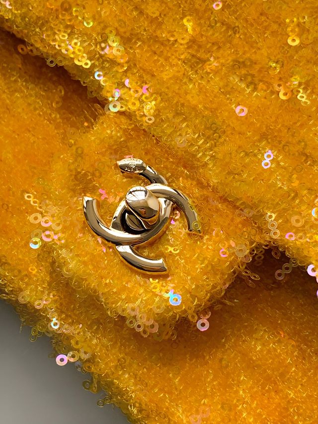 CC original sequins mini flap bag A69900 yellow