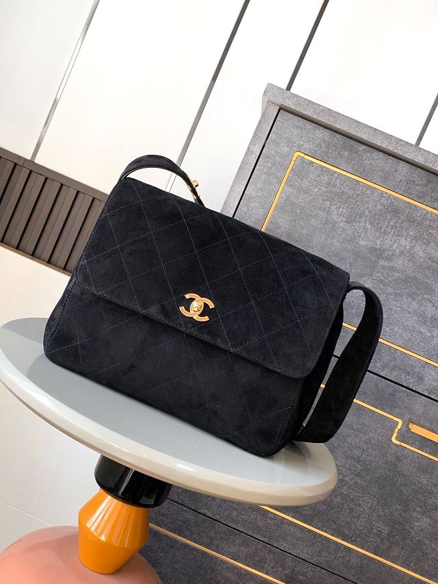 CC original suede large flap bag A99935 black