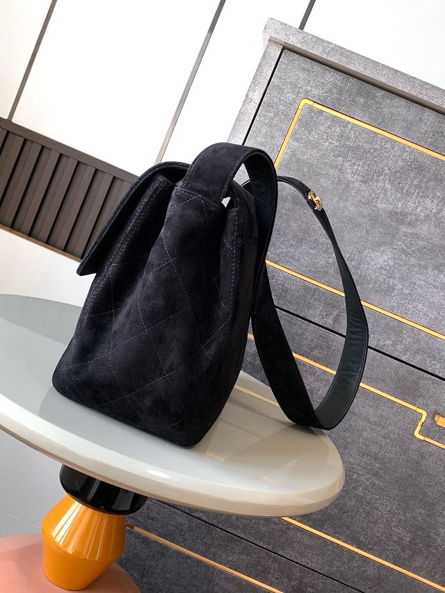 CC original suede large flap bag A99935 black