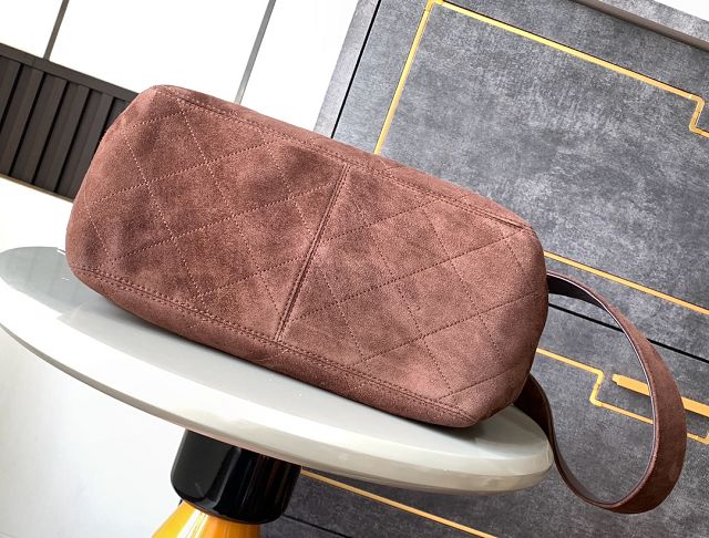 CC original suede large flap bag A99935 dark brown