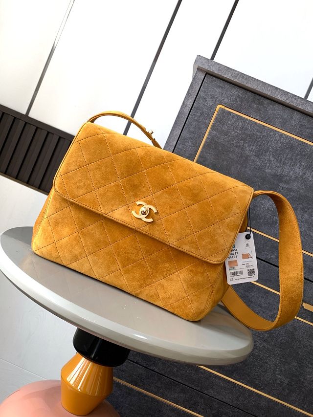 CC original suede large flap bag A99935 khaki