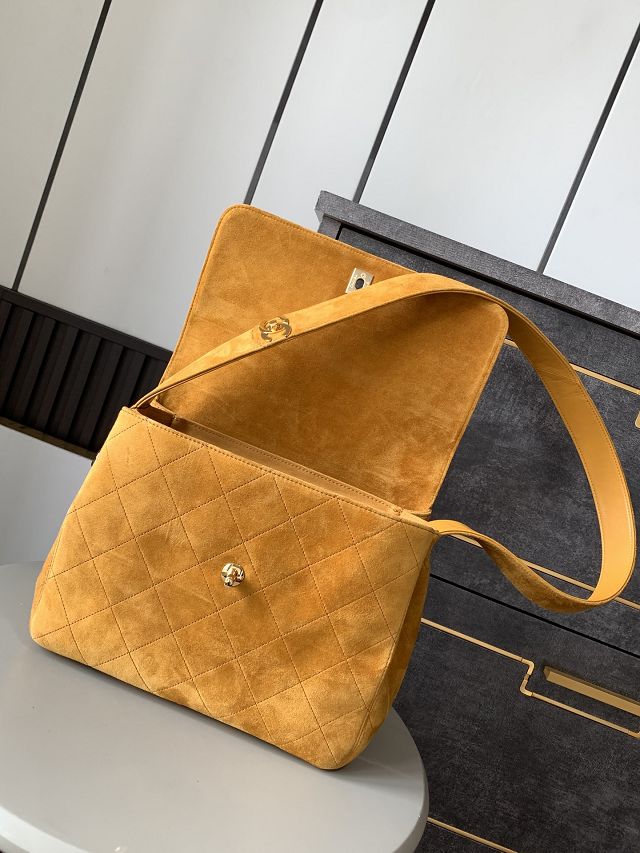 CC original suede large flap bag A99935 khaki