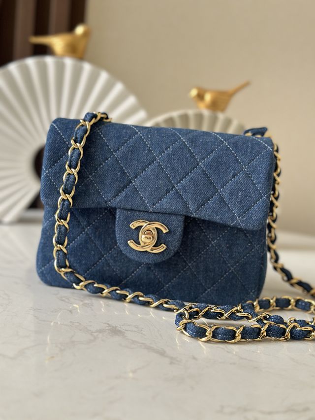 CC original denim mini flap bag AS3349 blue