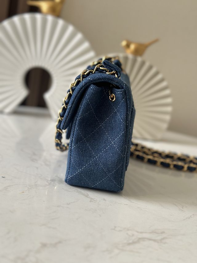 CC original denim mini flap bag AS3349 blue