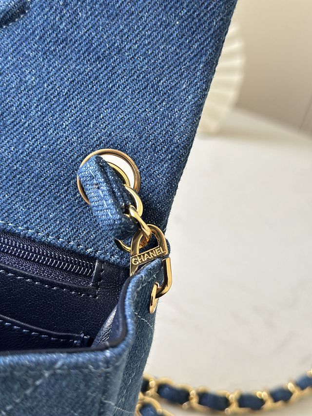 CC original denim mini flap bag AS3349 blue