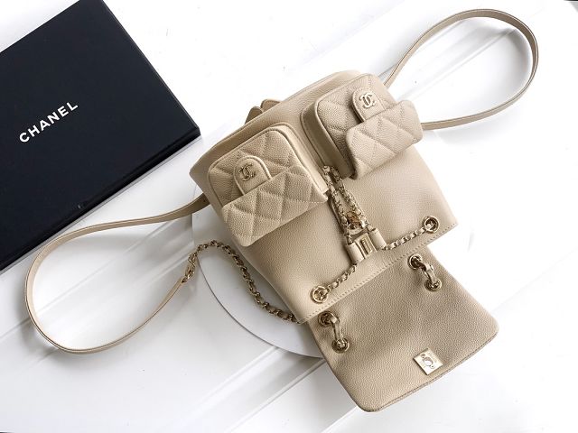 CC original grained calfskin backpack AS3860 apricot