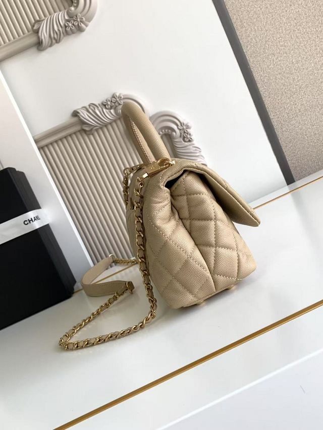 CC original grained calfskin mini coco handle bag AS2215 apricot