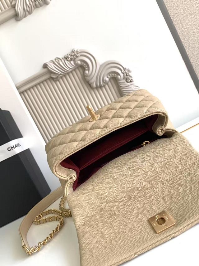 CC original grained calfskin mini coco handle bag AS2215 apricot