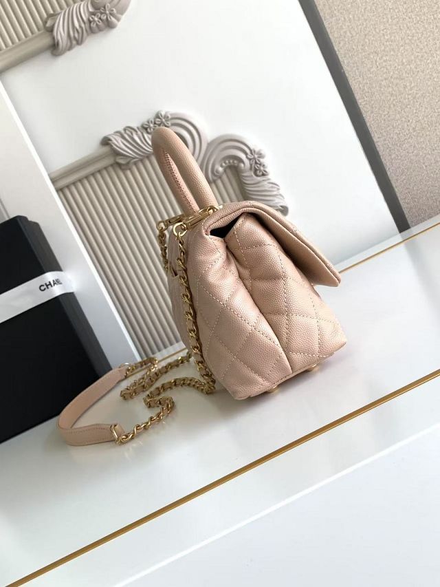 CC original grained calfskin mini coco handle bag AS2215 beige