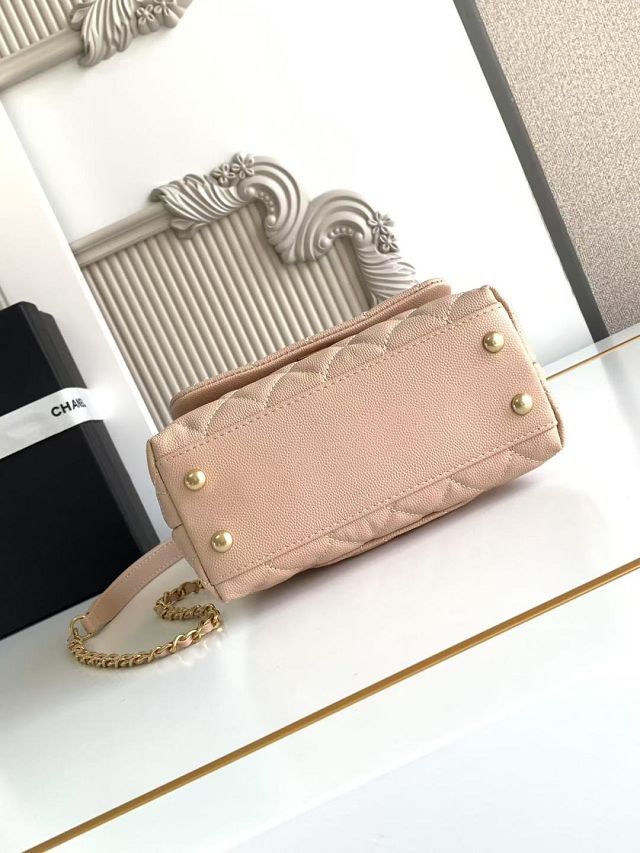 CC original grained calfskin mini coco handle bag AS2215 beige