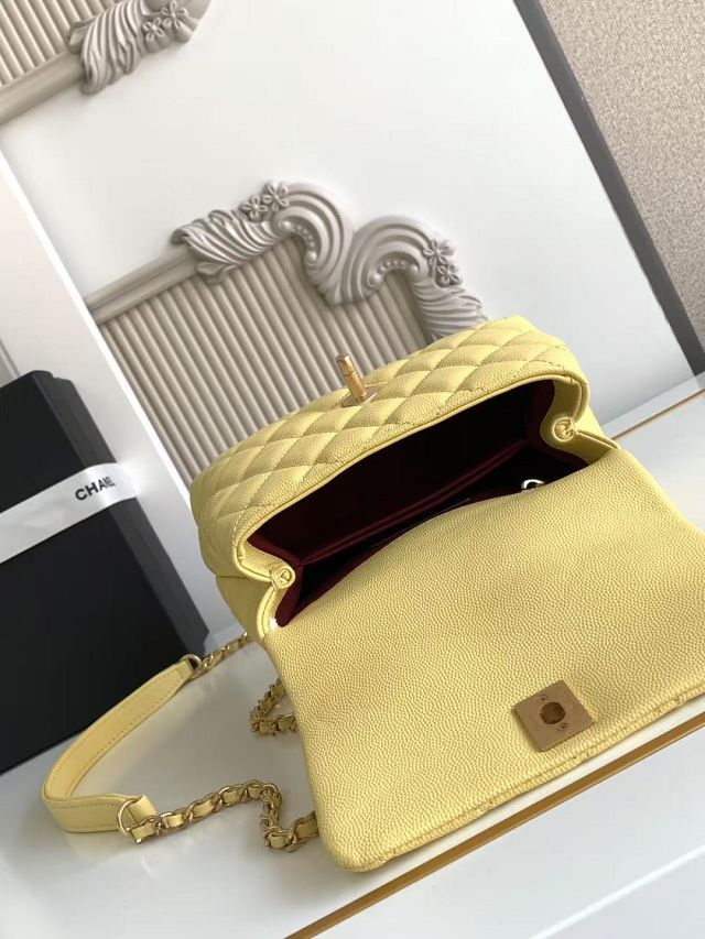 CC original grained calfskin mini coco handle bag AS2215 yellow