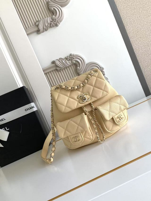 CC original grained calfskin small backpack AS3787 beige