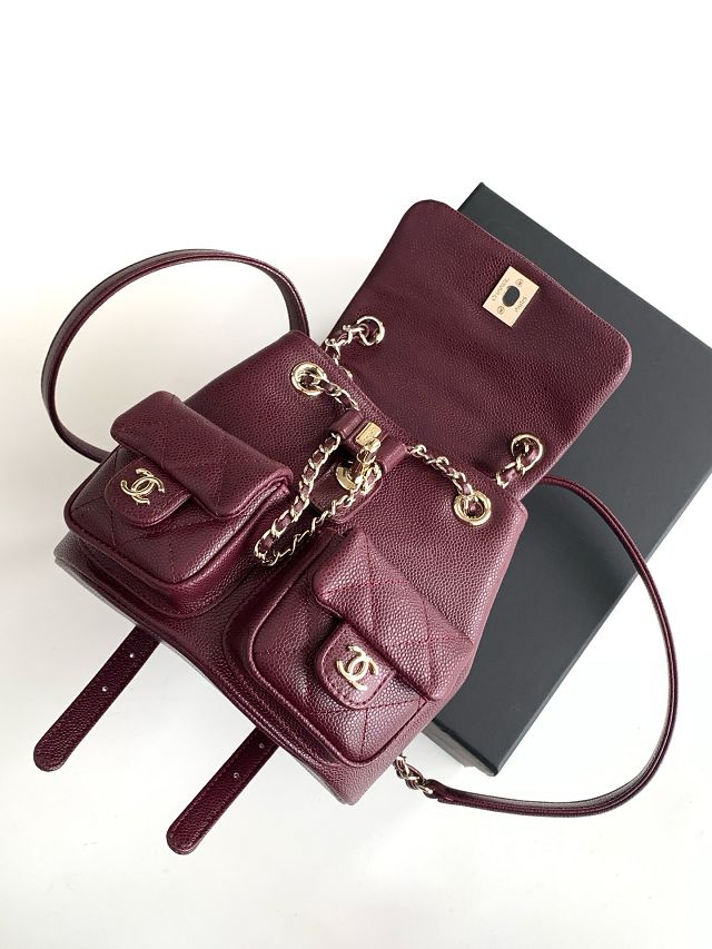 CC original grained calfskin small backpack AS3787 bordeaux