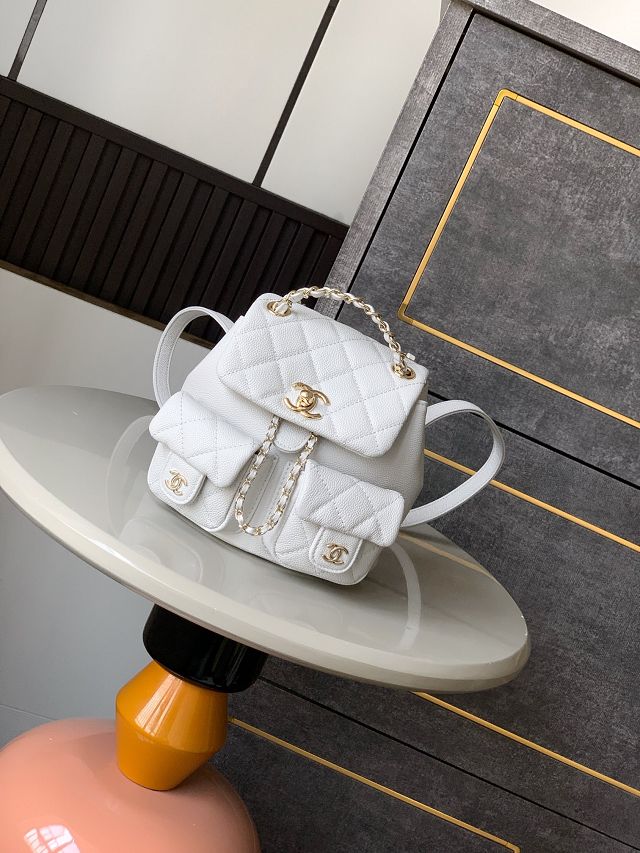 CC original grained calfskin small backpack AS3787 white