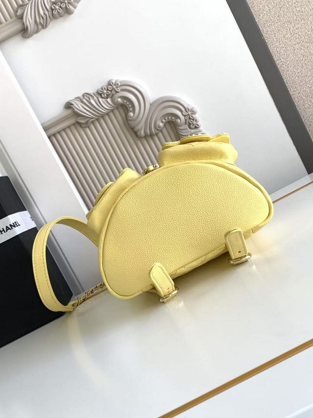 CC original grained calfskin small backpack AS3787 yellow