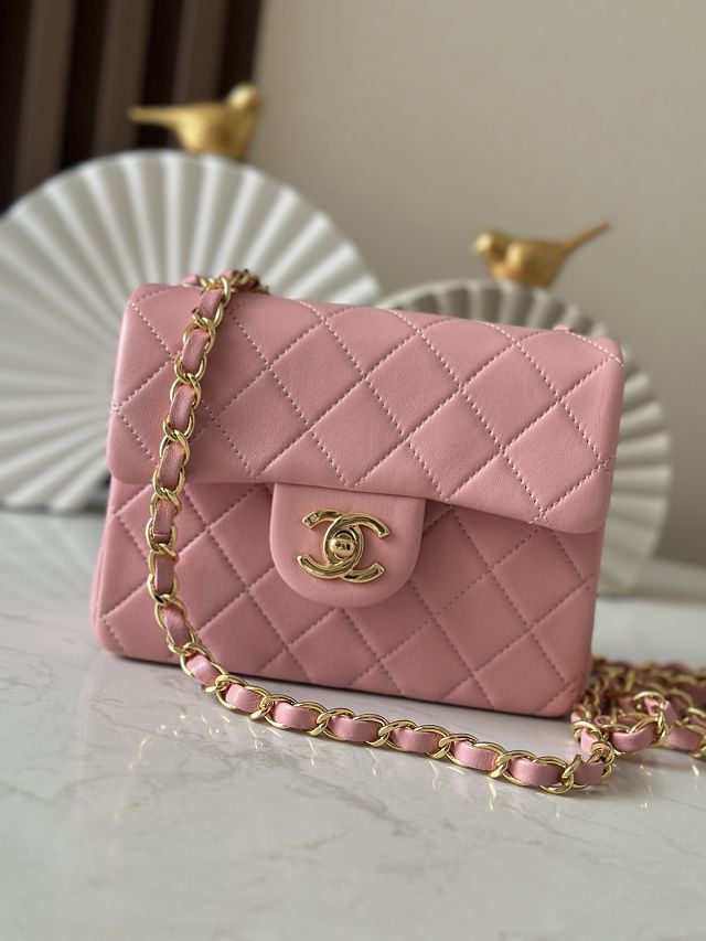 CC original lambskin mini flap bag AS3349 pink